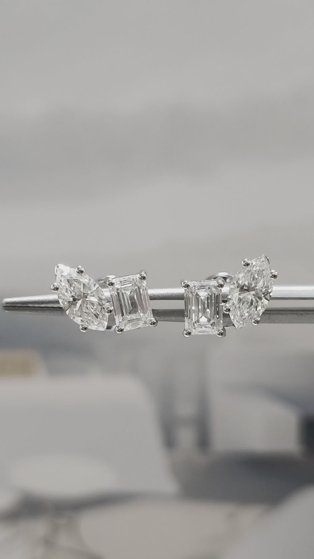 Earring - Marquise & Emerald Cut Duo Stud