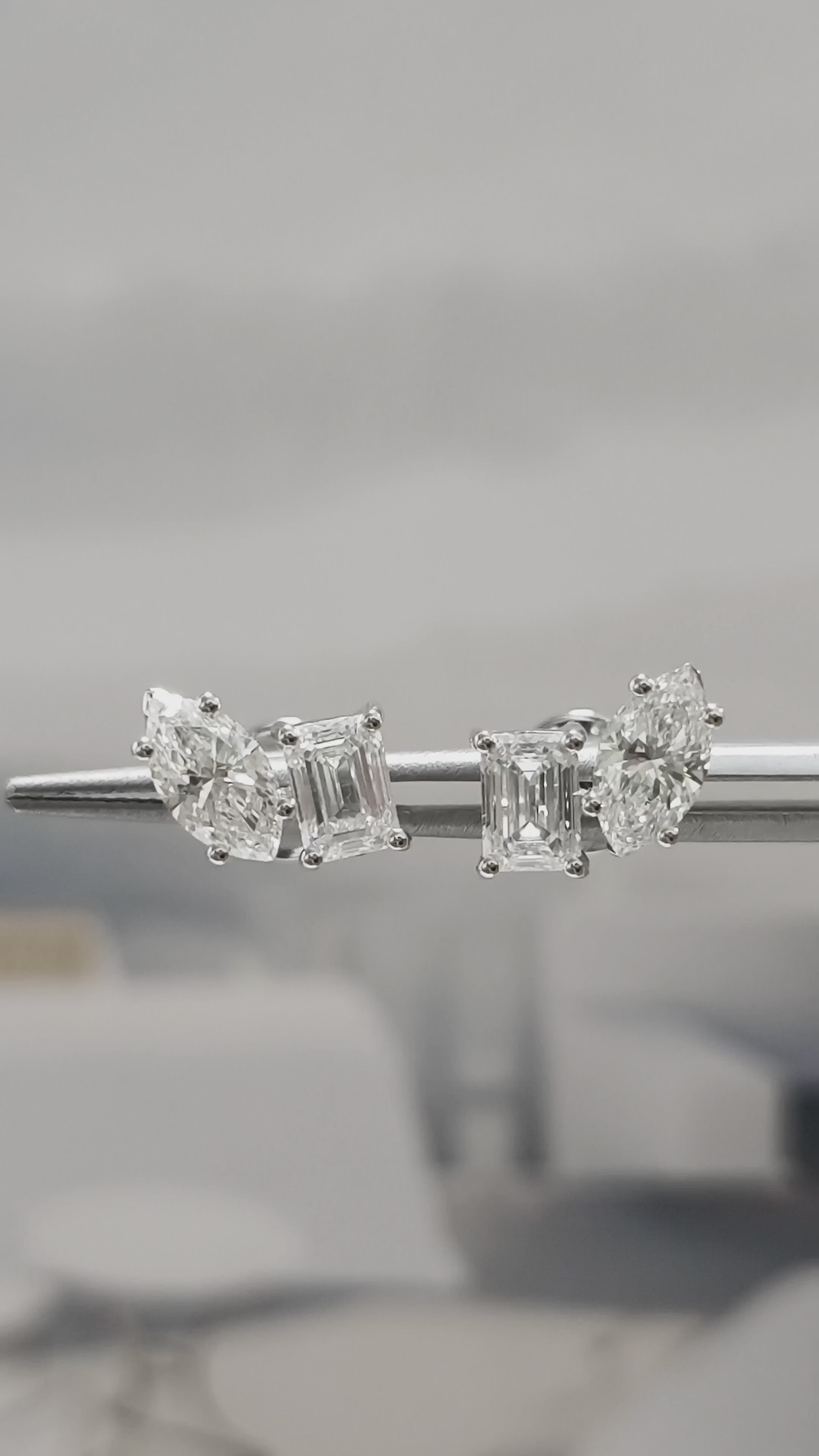 Earring - Marquise & Emerald Cut Duo Stud