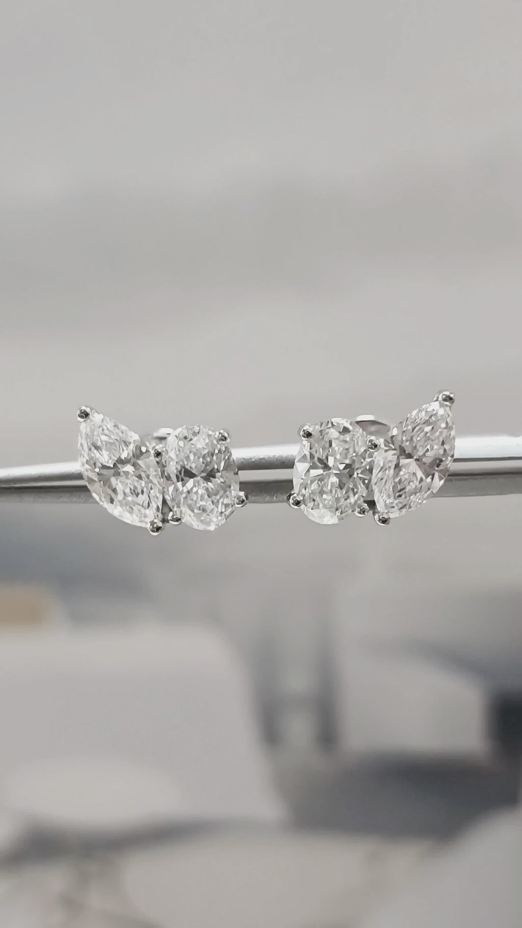 Earring - Oval & Marquise Duo Stud Earring